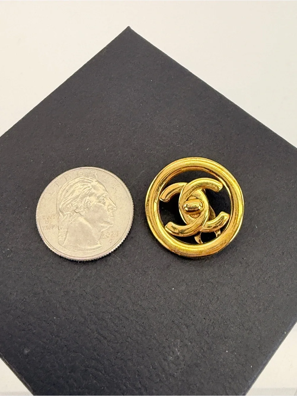CHANEL Vintage CC Turnlock Logo Round Clip On Earrings